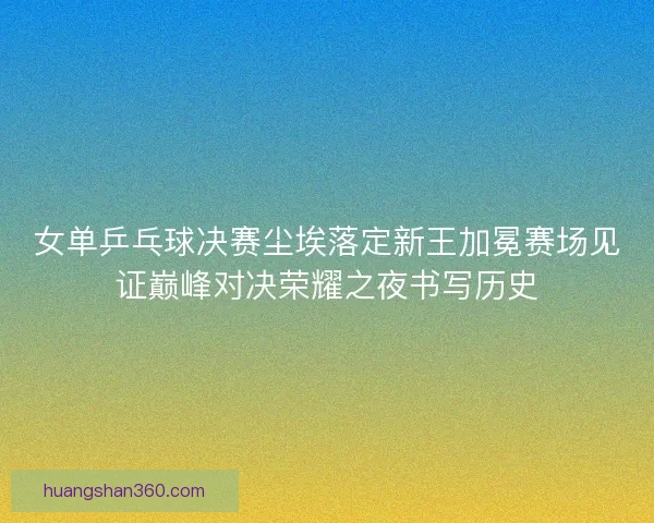 女单乒乓球决赛尘埃落定新王加冕赛场见证巅峰对决荣耀之夜书写历史