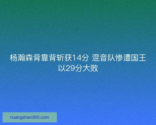杨瀚森背靠背斩获14分 混音队惨遭国王以29分大败